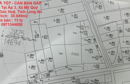 ĐẤT ĐẸP - GIÁ TỐT - CẦN BÁN GẤP LÔ Đất ĐẸP Tại Ấp 3, Xã Mỹ Quý Đông, Huyện Đức Huệ, Tỉnh Long An